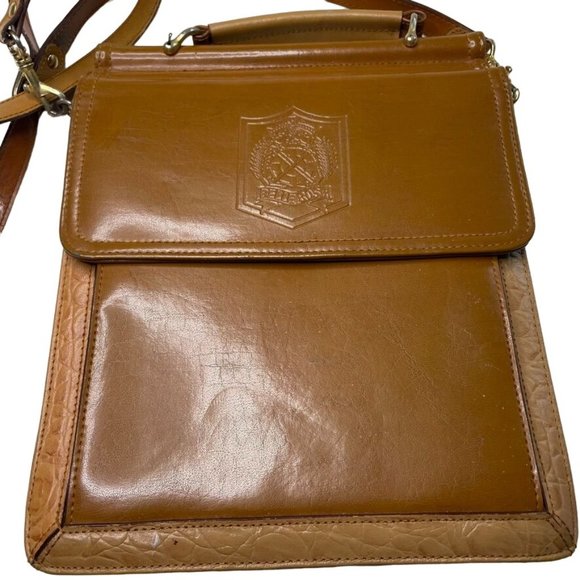 Vintage Belle Rose Black Leather Crossbody Bag Multi Pocket Organizer Handbag u - Picture 4 of 11